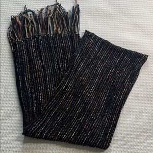 Mucros Weavers workshop scarf Killarney Ireland black with orange, blue, yellow